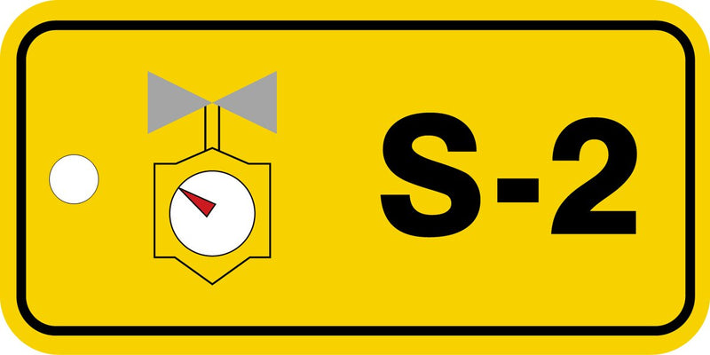 Accuform TDJ302VPM Plastic "S-2 Steam" Energy Source Standard Tag, 1-1/2" W x 3" L, Black/Gray/Red/White on Yellow (Pack of 5)