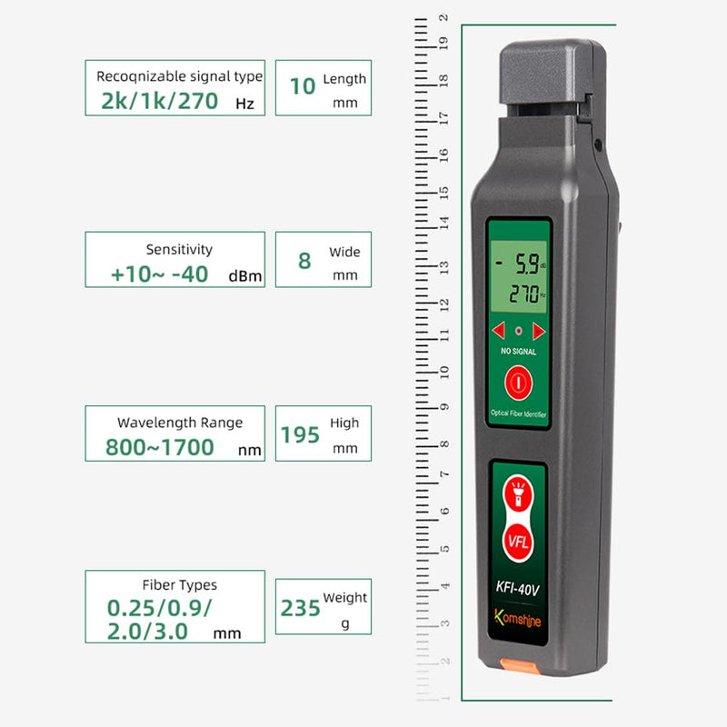 [Australia - AusPower] - Fiber Optical Live Identifier Komshine Classic KFI-40V Identifies Dominant Traffic Direction Indicator Multi in one Chuck 0.25/0.9/2.0/3.0mm FTTH Tool Low False Detection Telecom Maintenance CATV 