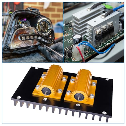 PATIKIL 5 Pieces 50 W 10 Ohm 5% Tolerance Aluminum Housing Resistors Set Resistance Assortment with Screws Wire Wound Potentiometer Power for Machines Electronics DIY Project Golden 10 Ohm 50 W