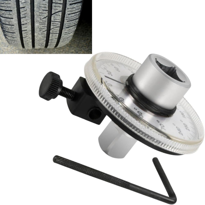 [Australia - AusPower] - BYOBYO 1/2 Inch Drive Torque Angle Gauge, Silver 360 Degree Adjustable Car Gauge Tool Drive Angle Torsion Wrench Measure for Chassis Components 