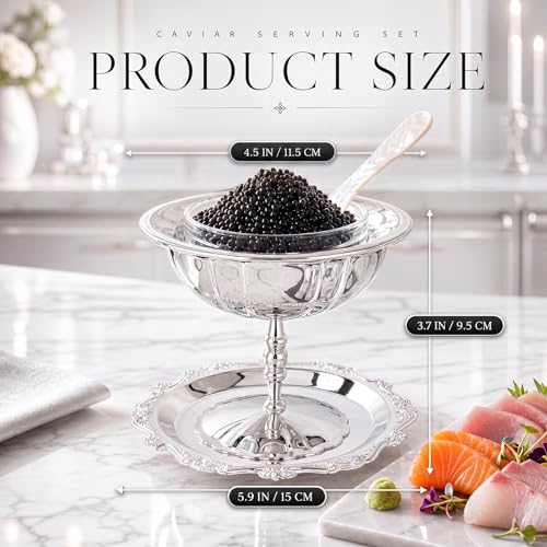 Caviar Serving Set Caviar Dish 3 Inch Glass Chiller Bowl, Elegant