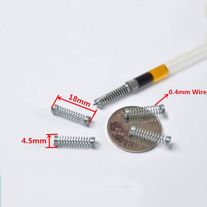 Customized Galvanized Zinc Plate Steel Wire Ball Point Pen Spring Small Ballpoint Pen Compression Spring Pressure Springs, Wire Diameter 0.4mm * Out Diameter 4.5mm * Length 18mm, 100PCS