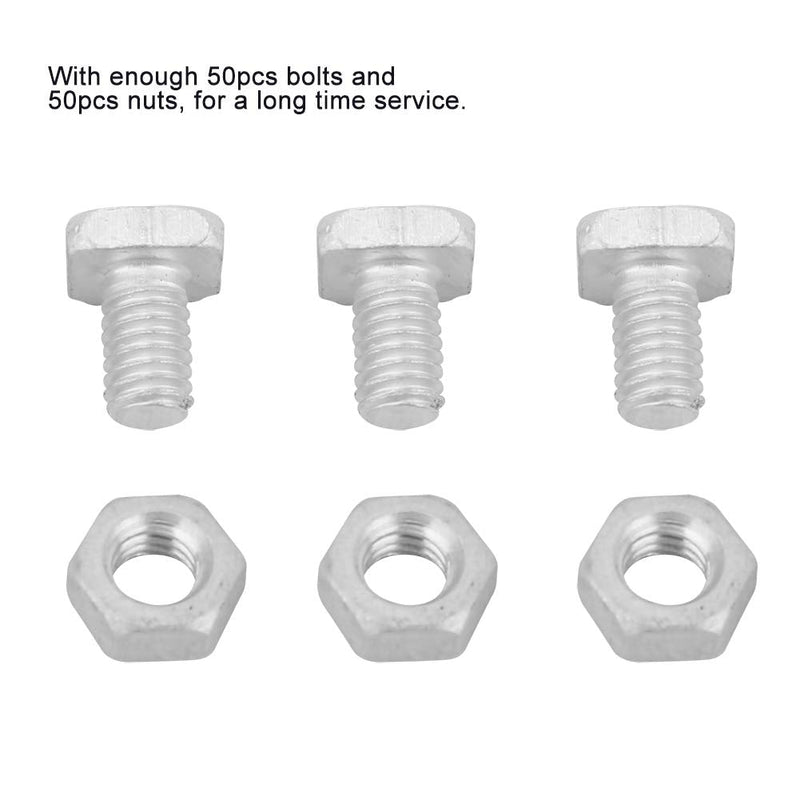 [Australia - AusPower] - TOPINCN Greenhouse Repair Kit Hardware Set - 50pcs Aluminum Nut + 50pcs Bolt - Silver 