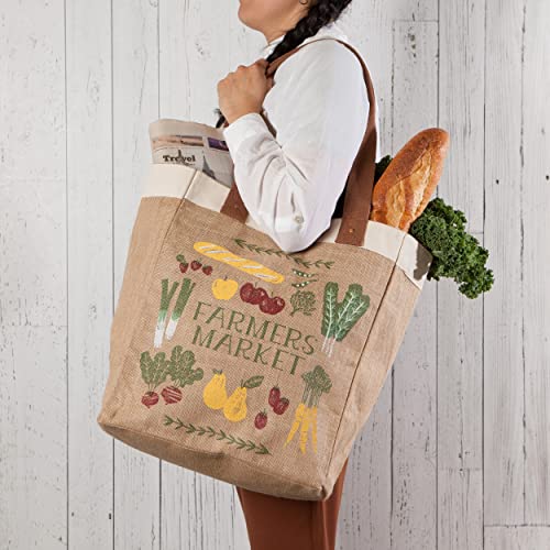 Now Designs reusable shopping tote bag with Farmers Market print, ideal for grocery shopping and eco-friendly errands.