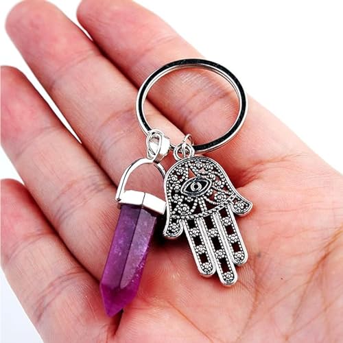 Amethyst Crystal Stress Relief Keyring, Spiritual Gifts for Women Handbag