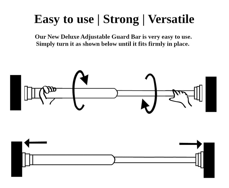 Deluxe Stainless Steel Sliding Door Guard Adjustable 23–40 inches w/White Caps - Feel Safe at Home with This Adjustable Home Security Bar 1" Dia. (2) 2