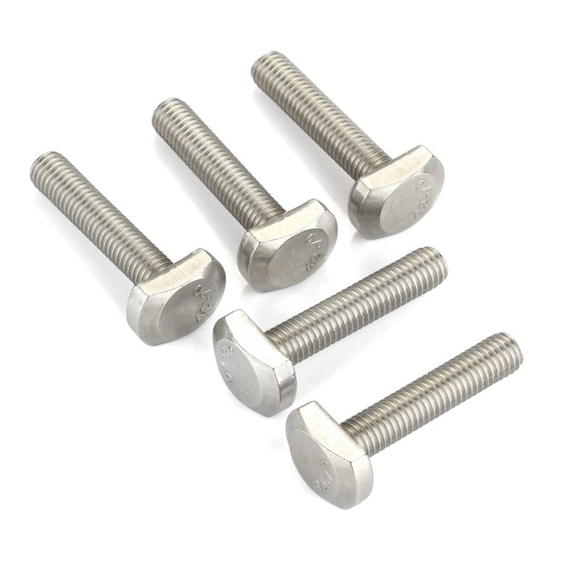 [Australia - AusPower] - M8 x 25mm T-Slot Drop-in Stud Sliding Bolts T Shape Screws, 304 Stainless Steel 18-8, Plain Finish, Fully Threaded, 10 PCS M8 x 25mm 