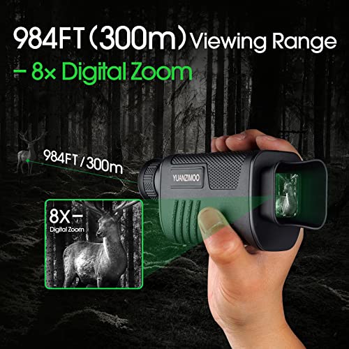 Upgraded Night Vision Monocular Digital Infrared Monocular Telescope for 100% Darkness with 8X Zoom 2000mAh Rechargeable Battery Tripod 32 GB SD Card & Card Reader, for Adult Hunting Camping Black