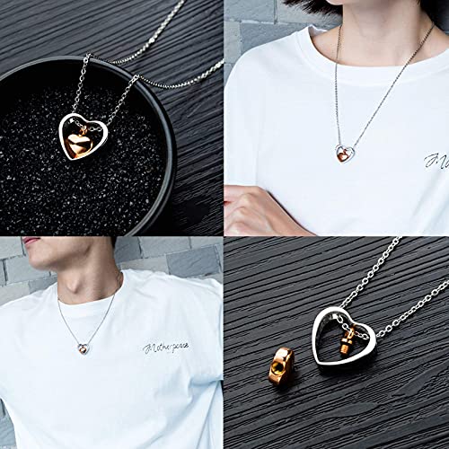 YSAHan Double Heart Urn Necklace for Grandpa Ash Holder Keepsake Cremation Memorial Stainless Steel Jewelry