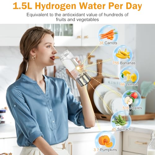 Upgrade Hydrogen Water Bottle, Hydrogen Water Generator with Advanced SPE PEM Technology, 420ml(14OZ) Hydro Water Machine, Portable Water Ionizer for Travel, Office, Fitness & Everyday Hydration Silver