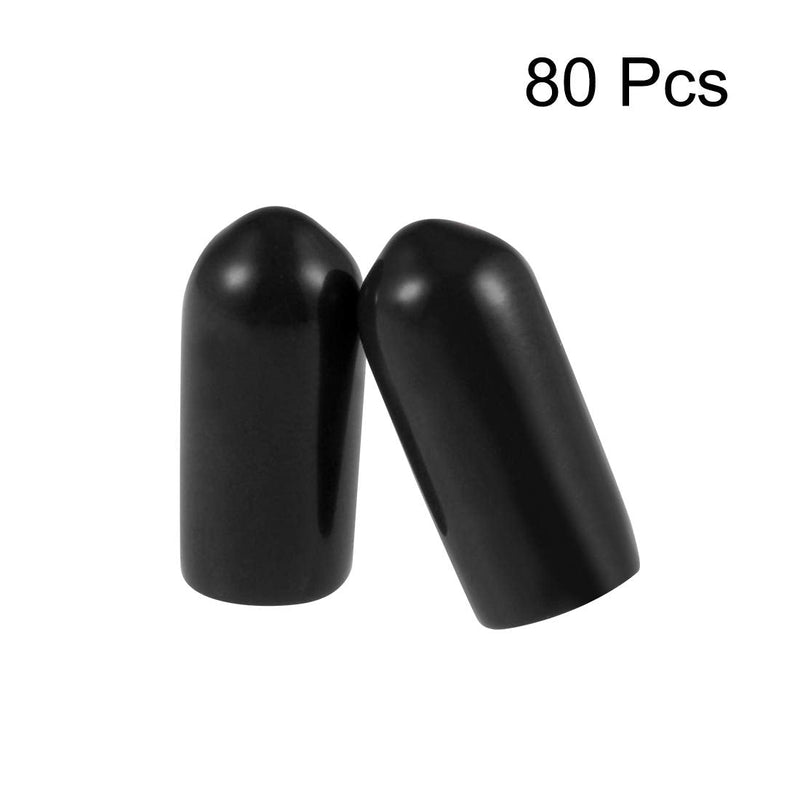 [Australia - AusPower] - uxcell 80pcs Rubber End Caps 5mm ID Vinyl Round End Cap Cover Screw Thread Protectors Black 