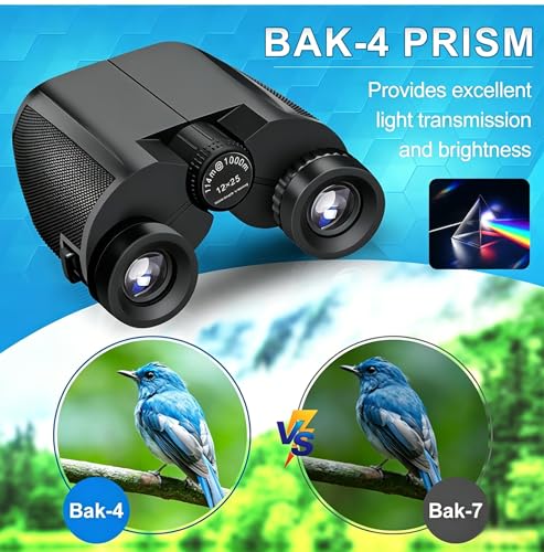 12x25 Compact Small Binoculars for Adults Teens – Lightweight Pocket Binoculars with BAK4 Prism & FMC Lens – High Power for Bird Watching, Concerts, Hiking – Easy Focus, Comfortable Eyecups