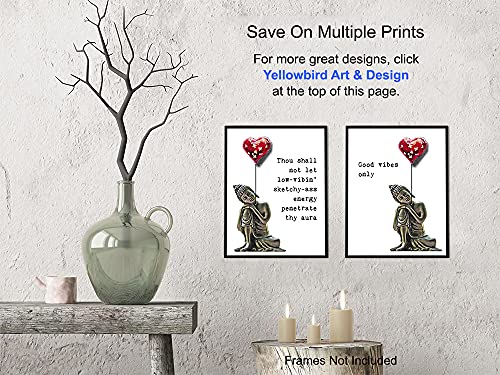 Good Vibes Only - Buddha Statue Wall Art - Encouragement Gifts for Women - Spiritual Gifts for Women - Zen Decor - Positive Quotes Wall Decor - Spa Room Decoration - Namaste Picture - Meditation Gift