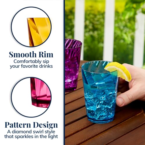 US Acrylic Optix Mini Plastic Reusable Drinking Glasses (Set of 8) 8oz Juice Cups in Jewel Tone Colors | BPA-Free Tumblers, Made in USA | Top-Rack Dishwasher Safe (Pack of 2) 8 ounces (Pack of 2)