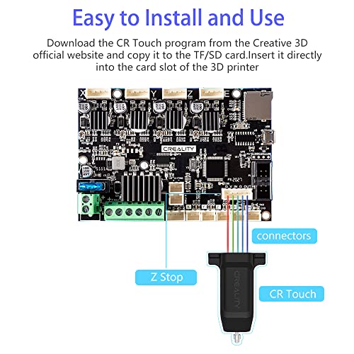 Creality Official CR Touch Auto Bed Leveling Sensor and 5 PCS 3D Printer Nozzles Kit for Ender 3 / Ender 3 V2 / Ender 3 Pro/Ender 5 / CR-10 3D Printer with 32 Bit V4.2.2 / V4.2.7 Mainboard CR Touch Nozzles