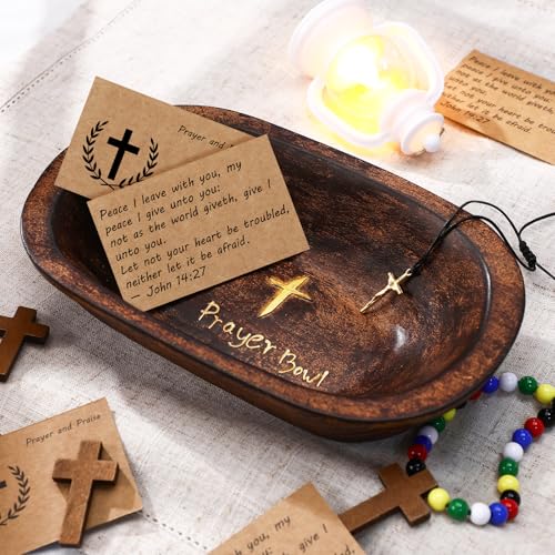 Mimorou Prayer Dough Bowl with 100 Blessing Cards Christmas Christian Decor