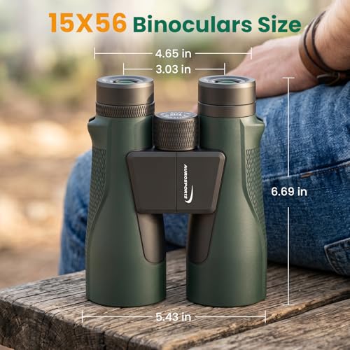 Aurosports 15x56 Binoculars for Adults High Powered for Bird Watching Green 1556-01