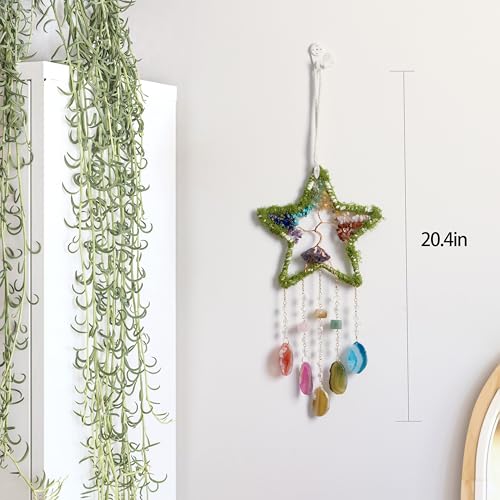Rainbow Star Dream Catchers Crystal Dream Catcher for Adults Green-color