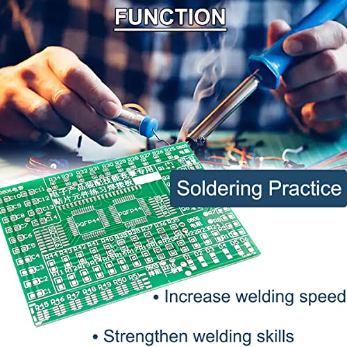 DIY practice board soldering, SMD SMT element welding exercise board, circuit board components, 77 SMD components, 8 categories with tweezers, for experiments Green display dot matrix module