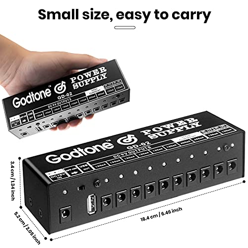 Guitar Pedal Power Supply 10 Way DC Outputs for 9V 12V 18V Effect Pedal with USB(5V2A) Port GD-02 US GD-02 with USB
