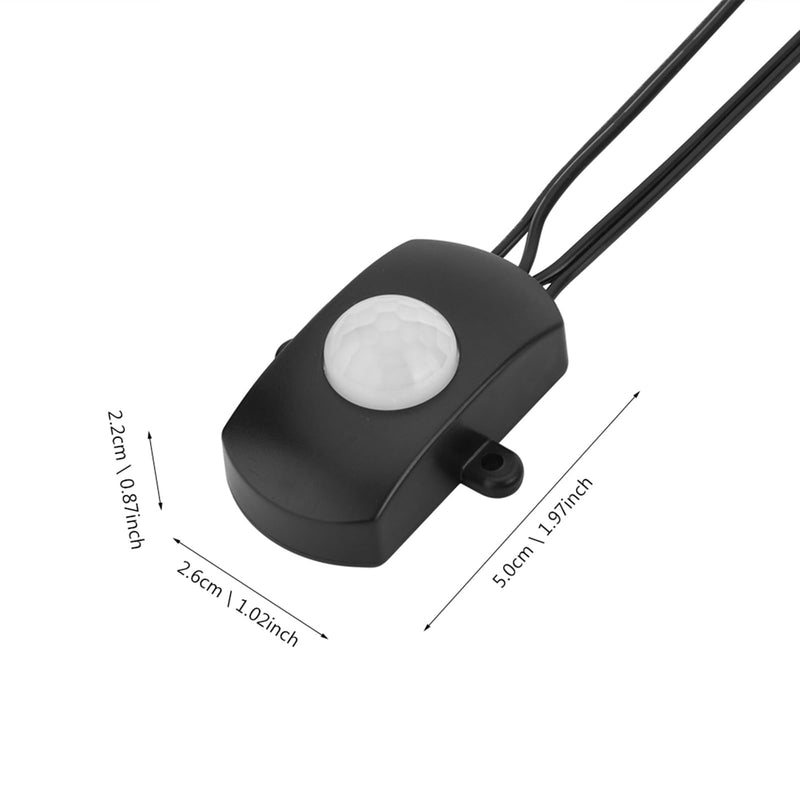 PIR USB Switch 2A DC 5-24V IR Motion Sensor Switch Detector Automatic Switch for LED Strip Corridors Bathroom Garages (Black) Black