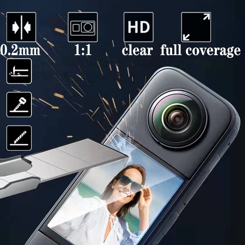 [Australia - AusPower] - Sticky Lens Guard Set Silicone Case Screen Protector for Insta360 X3 X 3 Accessories Kit Anti-scratch Tempered Glass Protective Film Soft Bag Sleeve Cover 