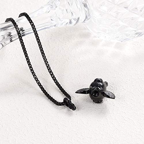 XSMZB Flying Pig Cremation Jewelry for Ashes Cute Pig Urn Necklace for Pet/Human Funeral Keepsake Pendant Hold Ashes Black