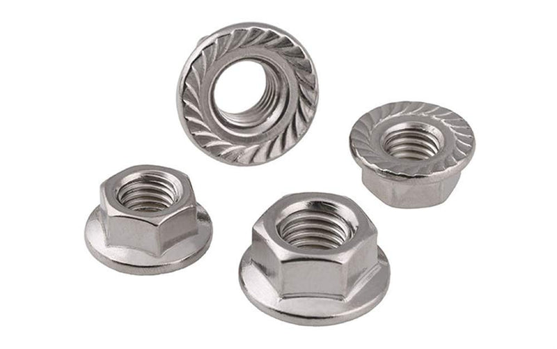 [Australia - AusPower] - Stainless Steel Serrated Hex Flange Nuts Locknuts 50 Pcs (M4) 