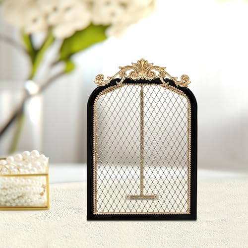 GIFTY Royal Arch Thin Border Jewelry Tower/Earring Holder, Black+Gold