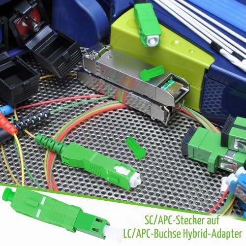 Simsky Pack of 2 Fibre Optic Adapters SC/APC to LC/APC (Male/Male), Hybrid Converter for CATV, Fibre Optic Modem & Distribution Frame - Stable & Efficient
