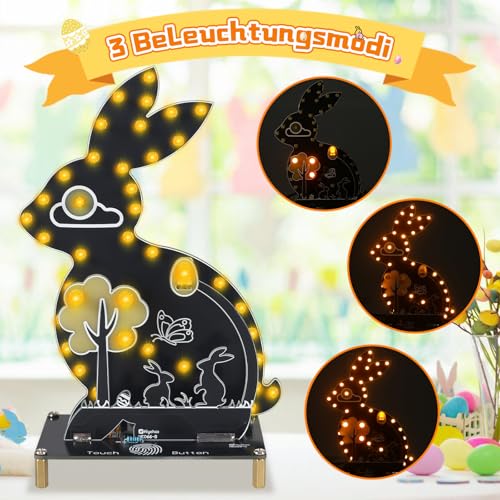 Soldering Kit, Easter Bunny LED Light Soldering Exercise Kit, DIY Creative Electronic Kits, Teaching and Learning Training, DIY Soldering Project LED Lamps Kit with Touch Control, for Mint Fans