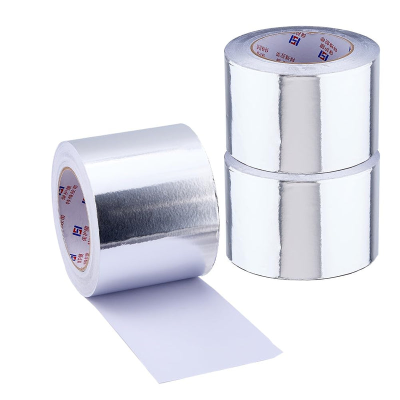 DICOSMETIC 3 Rolls Aluminum Foil Tape Bulk 3.15 Inch x 164 Yards Metal Duct Tape Silver High Temperature Tapes Insulation Metal Repair Tapes for Ductwork Sealing Patching Air Ducts 80mm