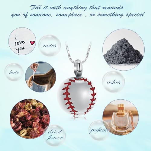 Baseball Cremation Jewelry Urn Necklaces Cross Memorial Pendant Silver red