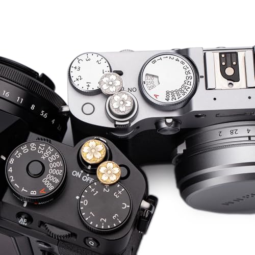Camera Shutter Button for Fuji X-T5 X-T3ii X-T200 X-T4 (2 Silver and 2 Brass) 2 silver and 2 brass