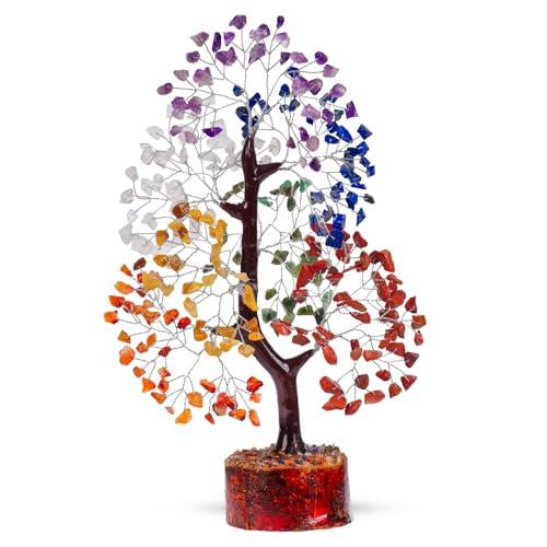 7 Chakra Tree, Crystals and Healing Stones, Chakra Tree of Life Crystal Tree for Positive Energy, Birthday Gifts for Women, Home Office Decor, House Warming Gifts New Home, Spiritual Gifts Seven Chakra Silver Wire