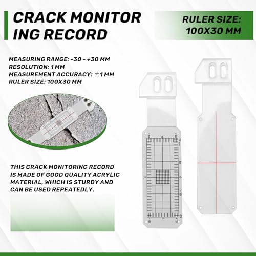 Pack of 3 Crack Meter Monitor, Building Wall Standard Crack Monitor, Manual Wall Tear Meter for Measuring and Recording Lesions and Cracks in Flat Masonry Surfaces