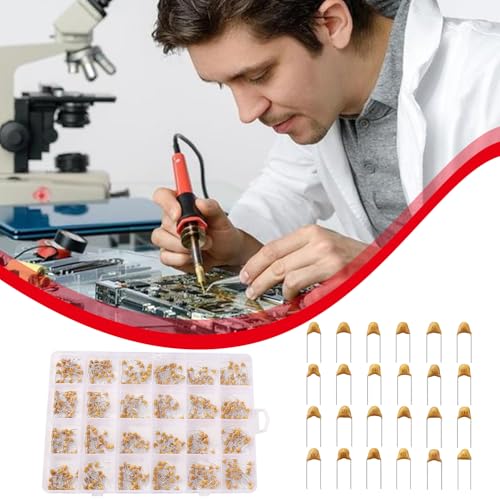 YIXISI 480 Pieces 24 Values 10pF-100nF 50V Ceramic Capacitor Assortment Kit, Multilayer Monolithic Ceramic Chip Capacitor, Ceramic Capacitor 10pF-100nF - 24 values - 480 pieces