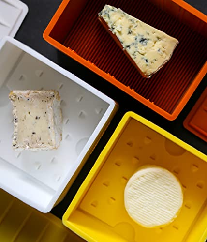 CapaBunga Cheese Vault for Soft Cheese - Reusable Artisan Cheese Storage Container for Fridge - Food Grade Silicone Cheese Container 5x5x3.5” - Easy to Clean Cheese Keeper for Refrigerator – Butter