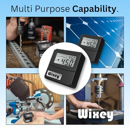 Wixey digital angle gauge with flip-out display and magnetic base for measuring angles