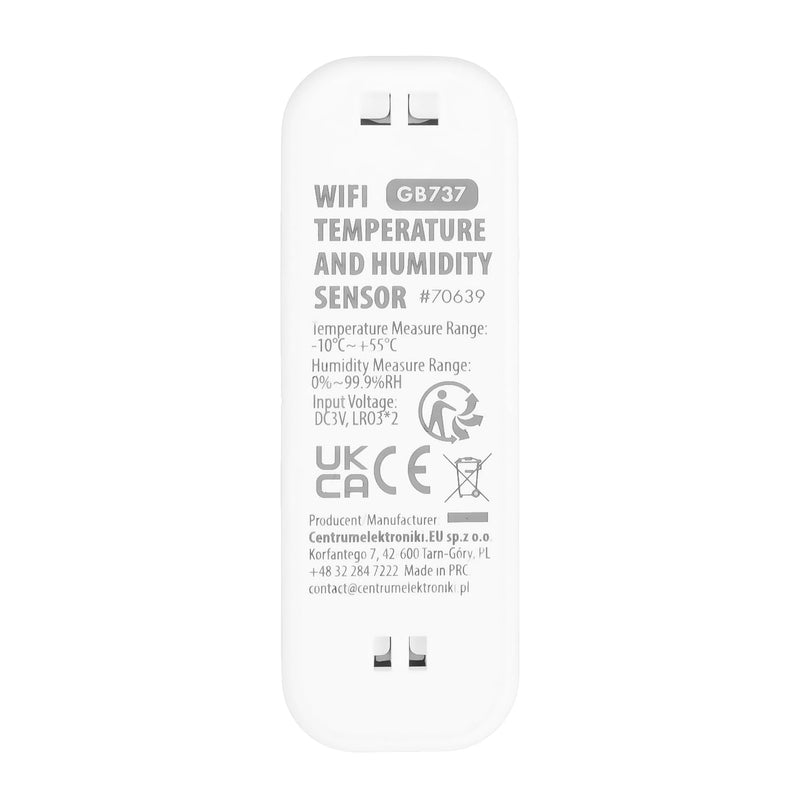 GreenBlue GB737 Temperature and Humidity Sensor WiFi Thermometer and Hygrometer with Notifications, Measurement History and Automation Functions | Tuya & Smart Life App, Alexa & Google Home, Alarm Thresholds, 72 x 21 x 25 mm, Calibration Function