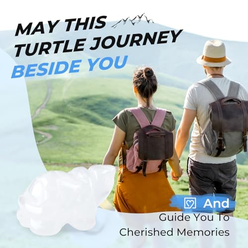 Turtle Travel Gifts for Women Clear Quartz Crystal Carved Handcrafted Healing Crystals Good Luck Office Desk Decor Figurines Statue Tortoise Decoration Sea Turtle Gifts for Women Lover White-clear Quartz
