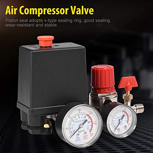 Air Compressor Pressure Switch - VIFER Small G1/8 Air Compressor Valve Regulator with Gauges