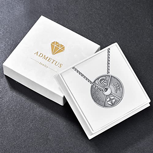 ADMETUS Armor of God Coins 925 Sterling Silver Coin Pendant Necklace Protection Jewellery Religious Gifts for Men