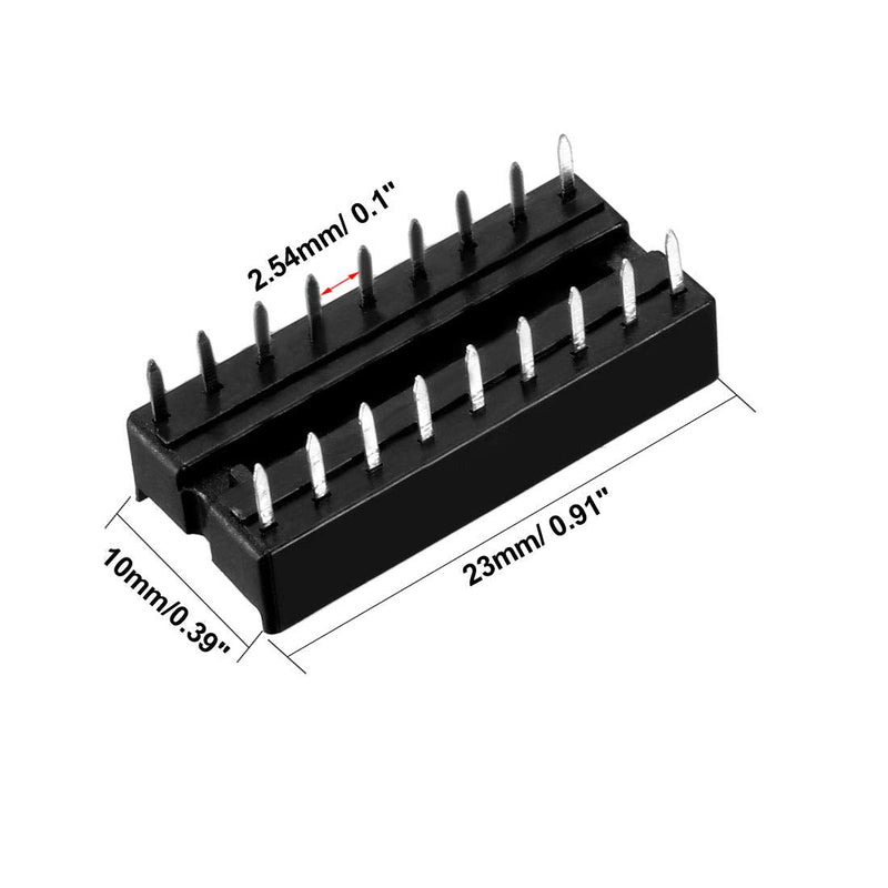 [Australia - AusPower] - uxcell 30pcs DIP IC Chip Socket Adaptor 2.54mm Pitch 7.6mm Row Pitch 2 Row 18 Flat Pins Soldering 