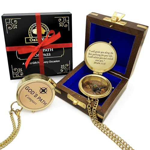 God's Path Compass – Baptism | Communion & Confirmation Gift for Teenage Boys | Christening, Catholic, Religious Graduation Gifts for Men – Greeting Card Included God's Path - Wooden Box
