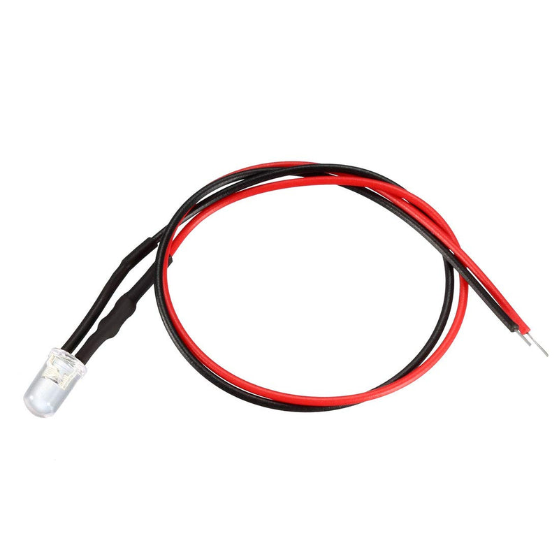 [Australia - AusPower] - uxcell 20Pcs 5mm Pre Wired LED, Red DC3-5V Clear Lens, Light Emitting Diodes 