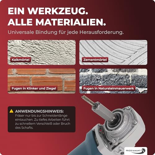 PRODIAMANT Carbide Joint Cutter 8 mm for Angle Grinder Mortar Cutter with M14 Thread 8mm