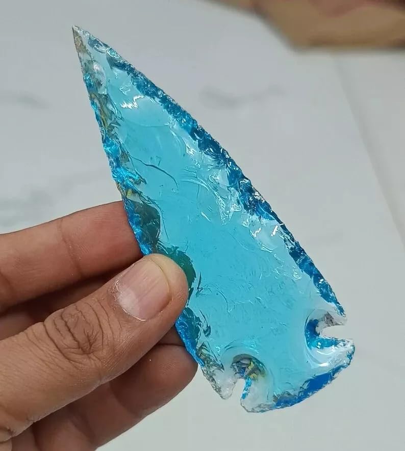 Aqua Obsidian Spearhead Large Arrowhead Crystal for Healing & Jewelry Size - 3 Inch