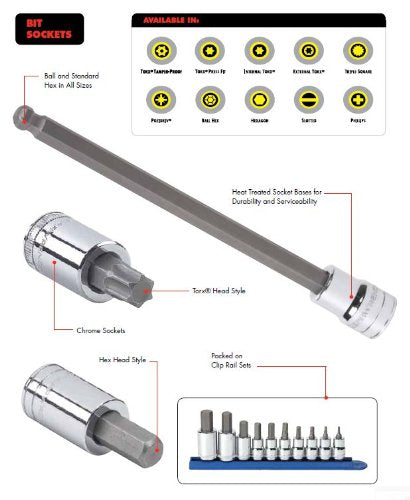 GEARWRENCH 8 Pc. 3/8" Drive Long Ball End Hex Bit Socket Set, Metric - 80573 3/8"