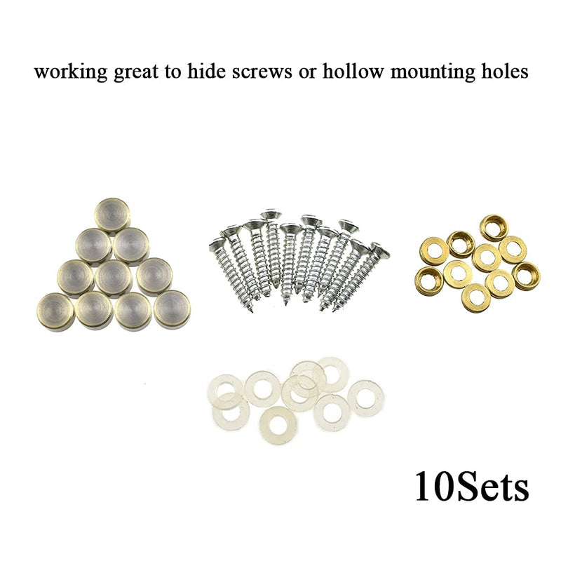 [Australia - AusPower] - Hahiyo 10mm Diameter Mirror Screws Brushed Copper Material Solid Easy Install Brass Washer Decorative Caps Fasteners Nails Bronze 10 Pairs for Bathroom Mirrors Panels Kitchen Ceiling Arts Crafts 10mm-10sets-Bronze 